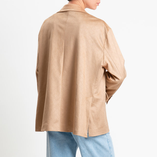 Tensione in-Giacca oversize effetto suede texture - beige