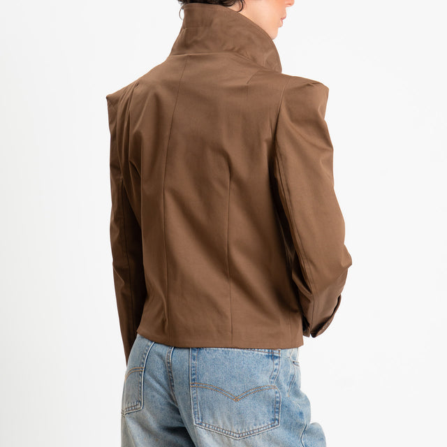 Tensione in-Giacca doppio petto con spalline - moro