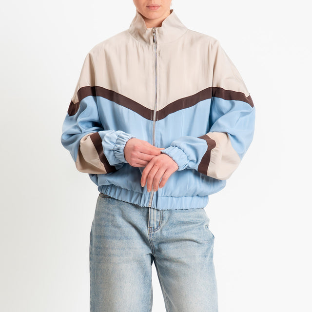 Tensione in-Bomber cupro multicolor - gesso/celeste/moro