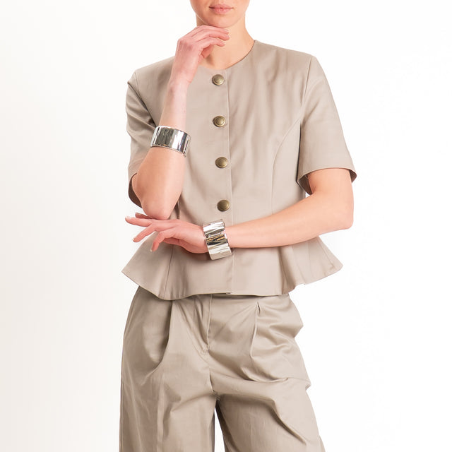 Tensione in-Giacca mezza manica cotone elasticizzato - beige