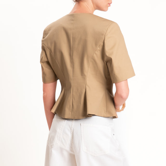 Tensione in-Giacca mezza manica cotone elasticizzato - camel
