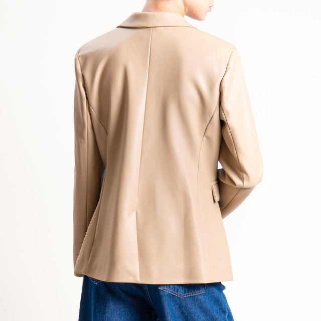 Tensione in- Giacca similpelle un bottone - Beige