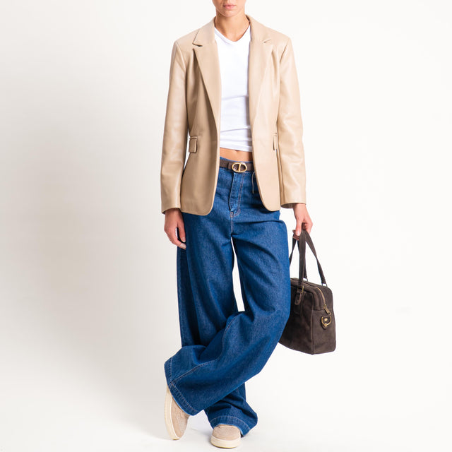 Tensione in- Giacca similpelle un bottone - Beige