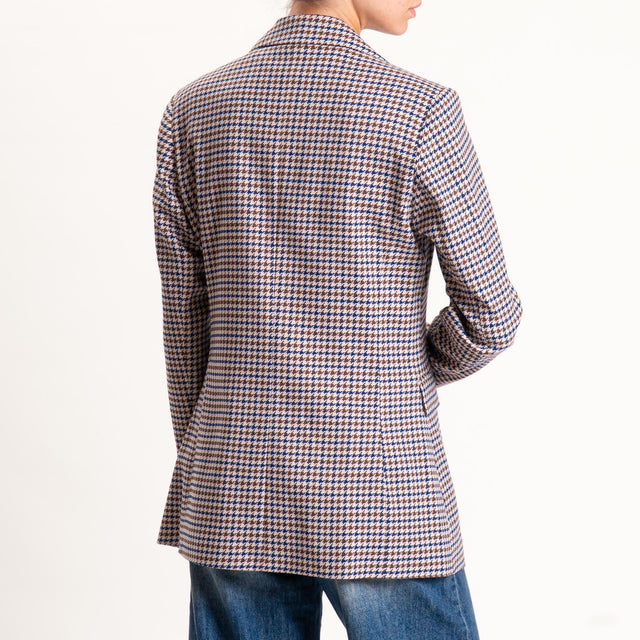 Tensione in-Giacca pied de poule con spille - blu/moro/sand