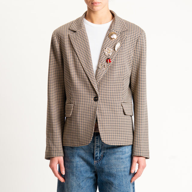 Tensione in-Giacca check con spille - beige/moro/nero