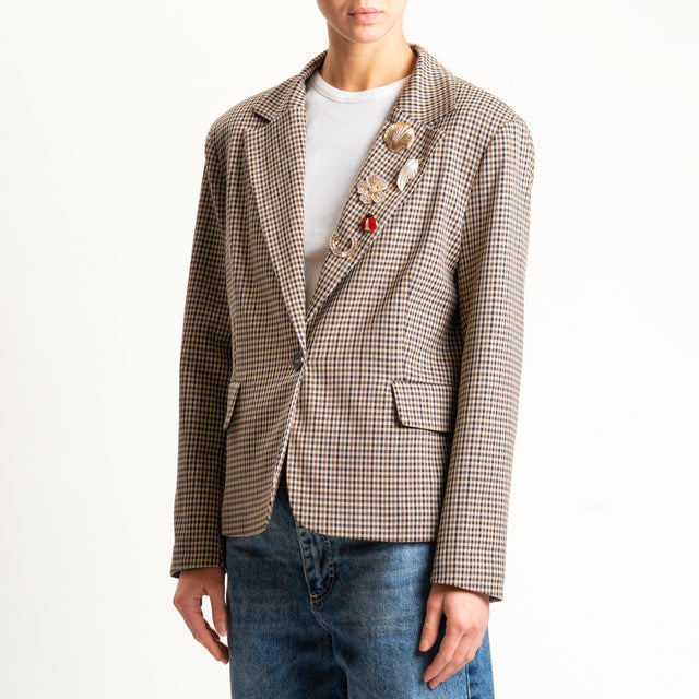 Tensione in-Giacca check con spille - beige/moro/nero