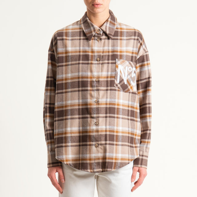 Tensione in-Camicia flanella n5 - moro/latte/cuoio