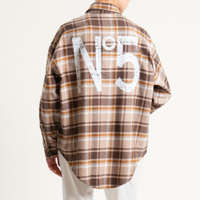 Tensione in-Camicia flanella n5 - moro/latte/cuoio