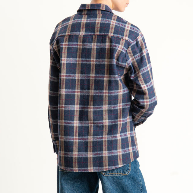 Tensione in-Camicia check flanella - grigio/blu/beige