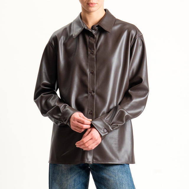 Tensione in-Camicia similpelle - moro