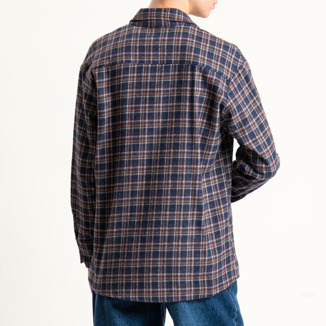 Tensione in-Camicia check in flanella - blu