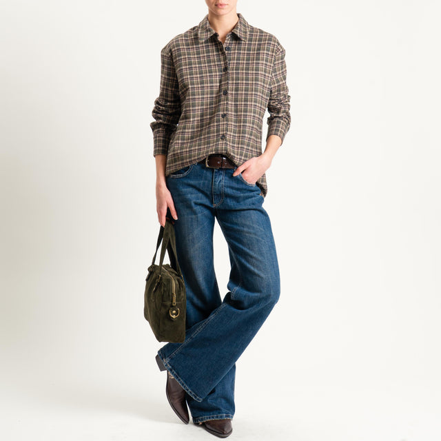 Tensione in-Camicia check in flanella - verde