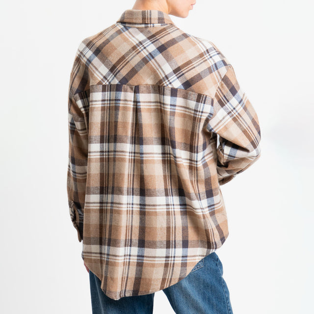 Tensione in-Camicia check in flanella - moro/beige/latte