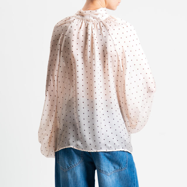 Tensione in-Camicia pois con fiocco - panna/moro