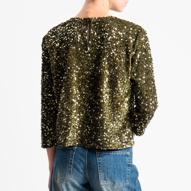 Tensione in-Blusa paillettes bottone dietro - militare