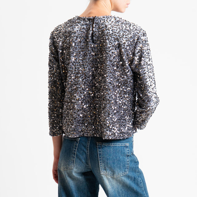 Tensione in-Blusa paillettes bottone dietro - grigio