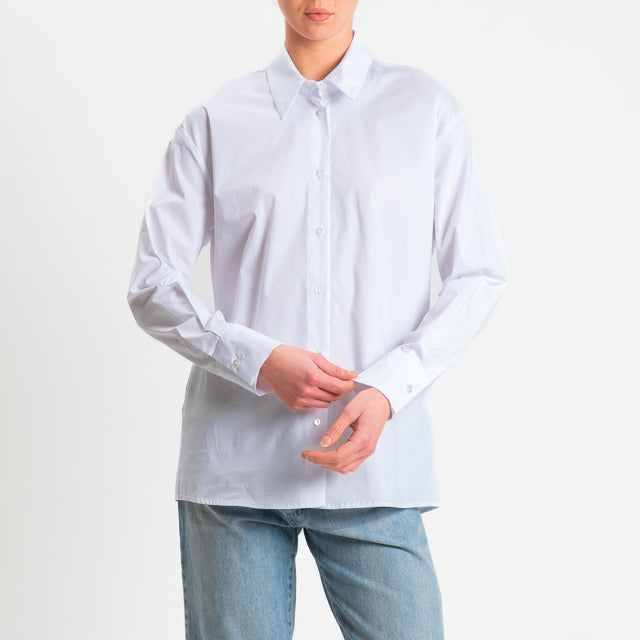 Tensione in-Camicia cotone elasticizzato - bianco