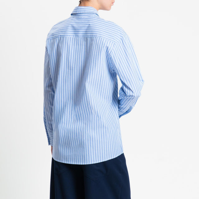 Tensione in-Camicia a righe 100% cotone - bianco/azzurro