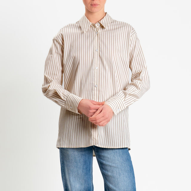 Tensione in-Camicia righe - panna/biscotto