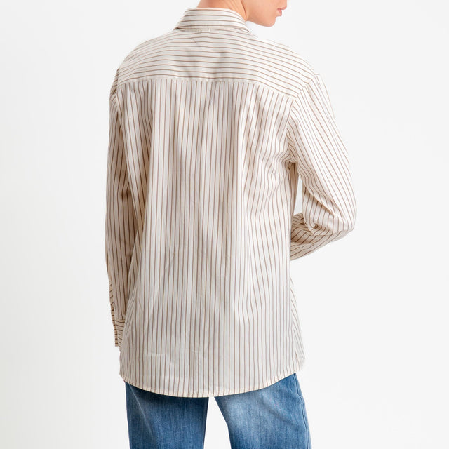 Tensione in-Camicia righe - panna/biscotto