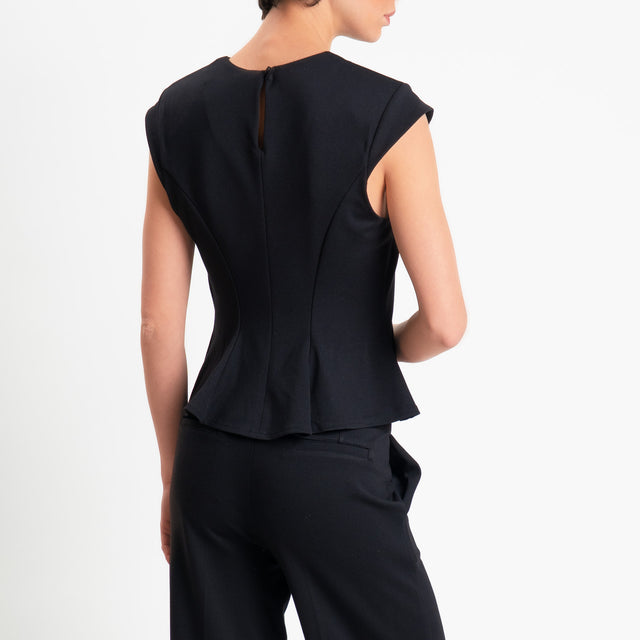 Tensione in-Blusa smanicata punto milano con spalline - nero