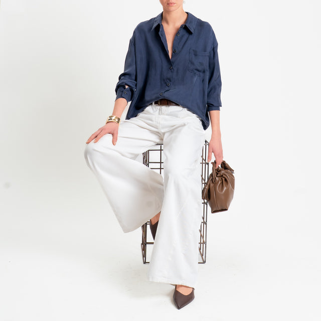 Tensione in-Camicia cupro con taschino - blu