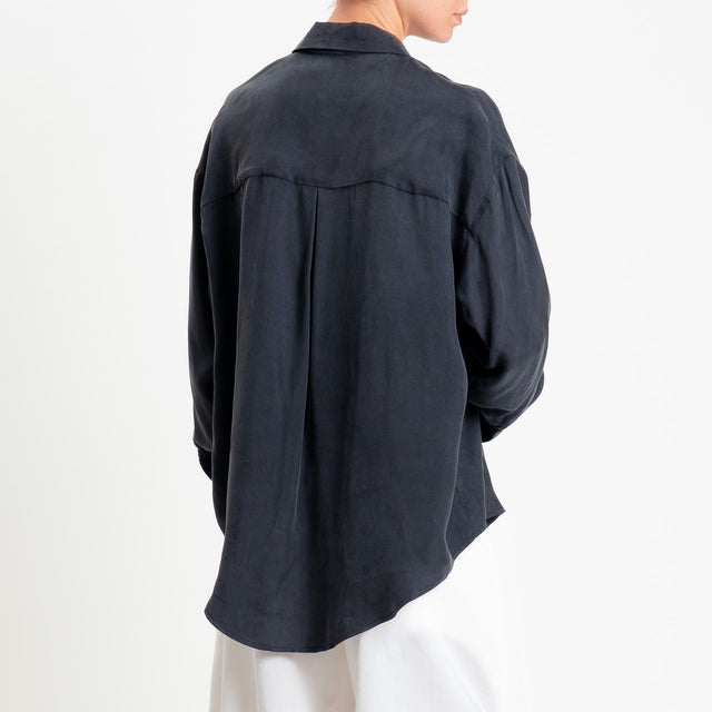 Tensione in-Camicia cupro con taschino - nero