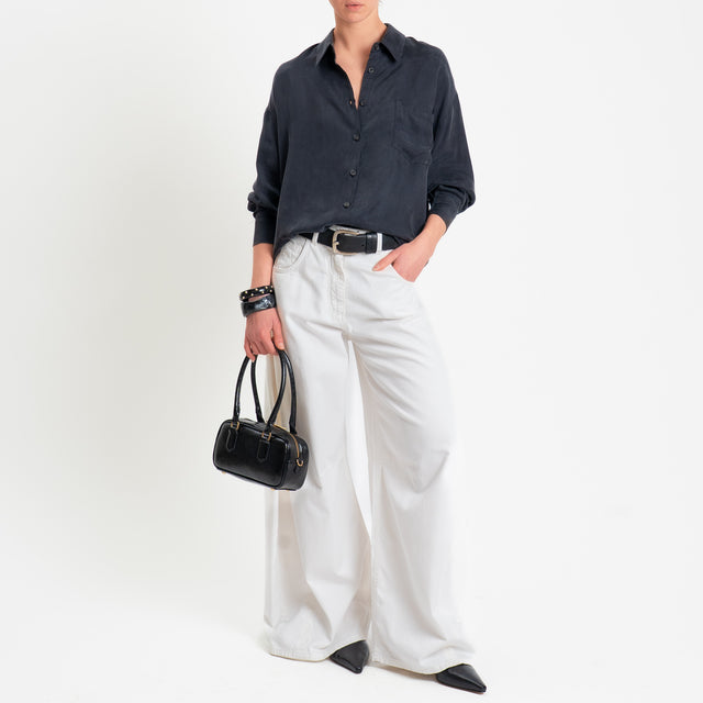 Tensione in-Camicia cupro con taschino - nero