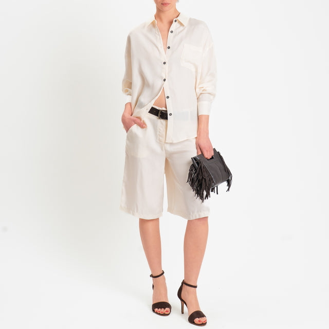 Tensione in-Camicia cupro con taschino - panna