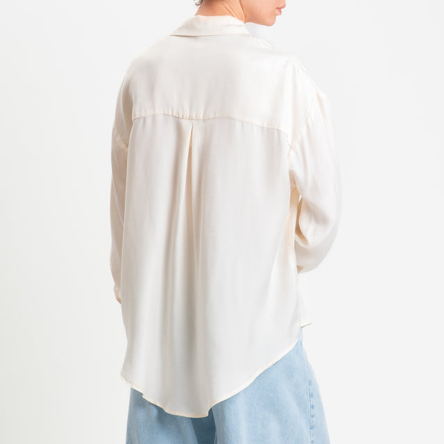 Tensione in-Camicia cupro con taschino - panna