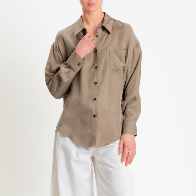 Tensione in-Camicia cupro con taschino - tortora