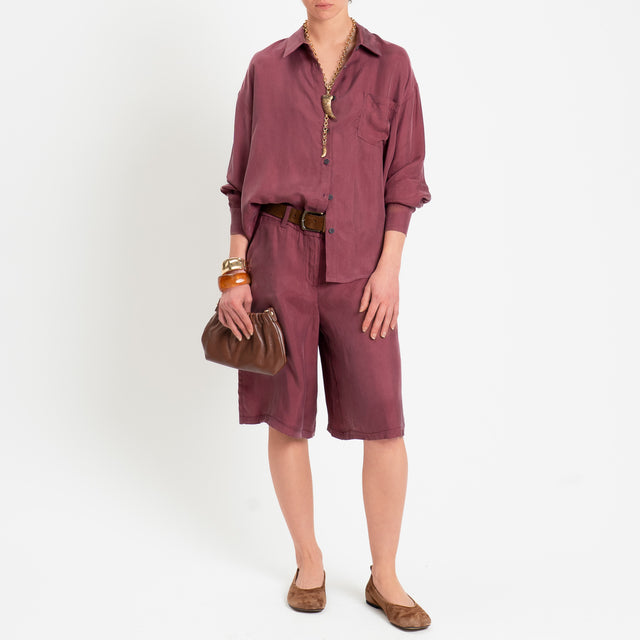 Tensione in-Camicia cupro con taschino - vino