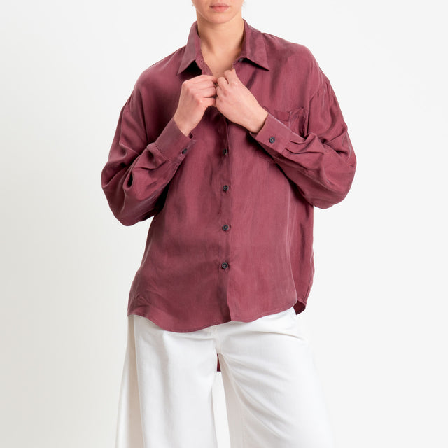 Tensione in-Camicia cupro con taschino - vino