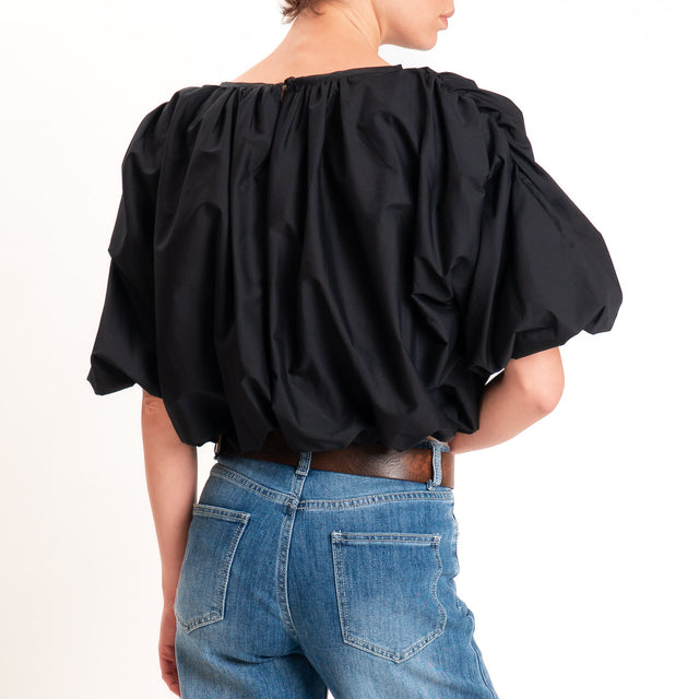 Tensione in-Blusa crop elastico in vita - nero