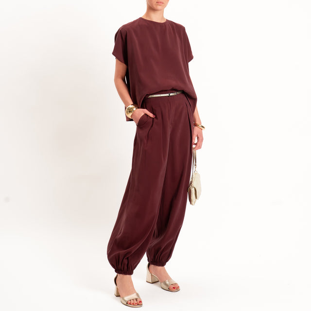 Tensione in-Blusa cupro bottone dietro - Bordeaux