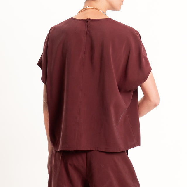 Tensione in-Blusa cupro bottone dietro - Bordeaux