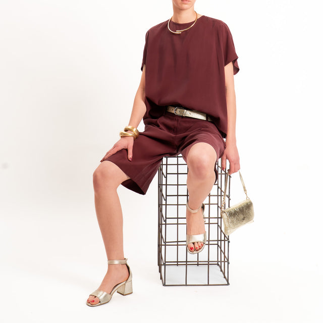Tensione in-Blusa cupro bottone dietro - Bordeaux