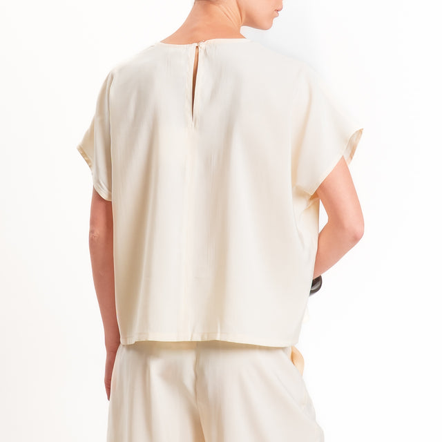 Tensione in-Blusa cupro bottone dietro - vaniglia