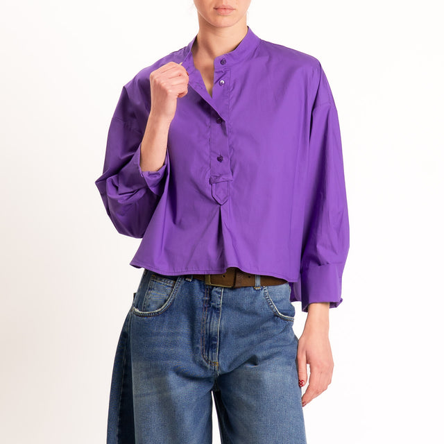 Tensione in-Camicia popeline light collo coreana - viola