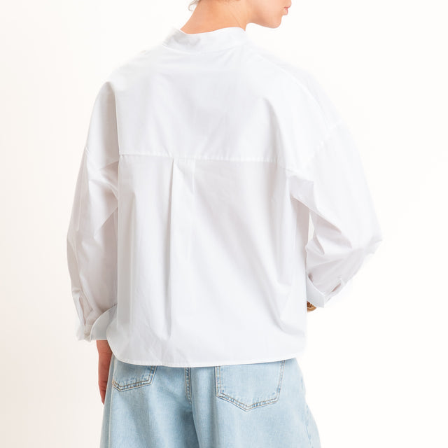 Tensione in-Camicia popeline light collo coreana - bianco