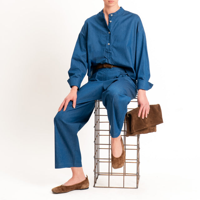Tensione in-Camicia chambray spacchi laterali - denim