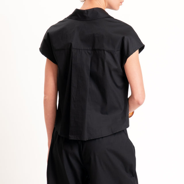 Tensione in-Camicia smanicata popeline con dettaglio strass - nero