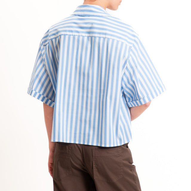 Tensione in-Camicia a righe taschino n5 - celeste/bianco/moro