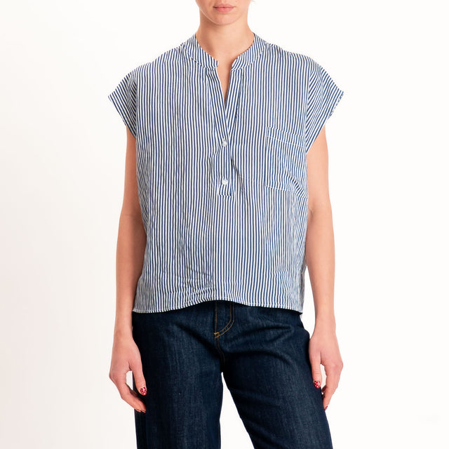Tensione in-Camicia smanicata a righe - blu