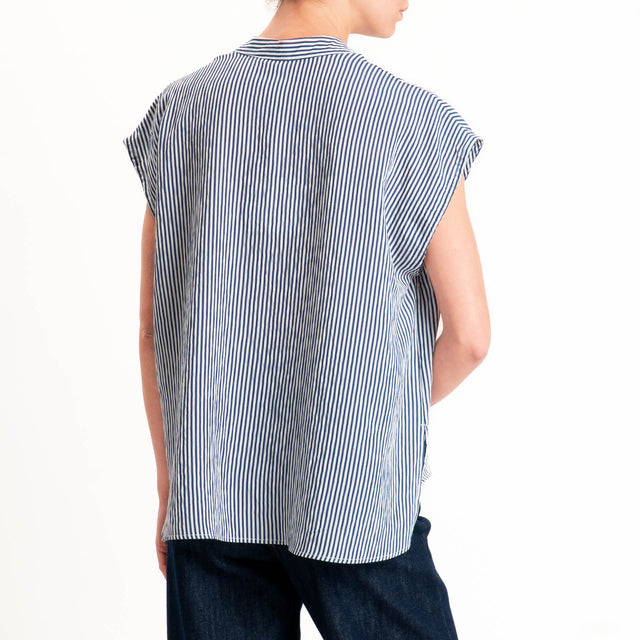 Tensione in-Camicia smanicata a righe - blu