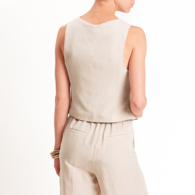 Tensione in-Completo gilet+pantalone misto lino - gesso