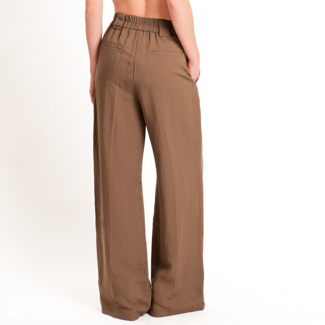 Tensione in-Completo gilet+pantalone misto lino - tabacco