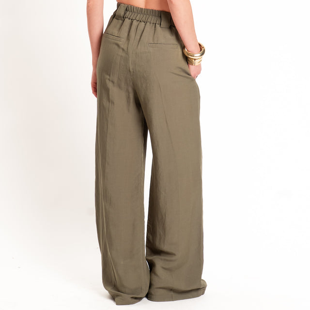 Tensione in-Completo gilet+pantalone misto lino - militare
