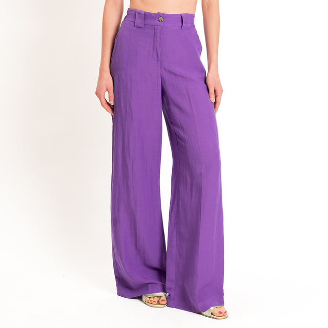 Tensione in-Completo gilet+pantalone misto lino - viola