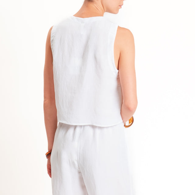 Tensione in-Completo gilet+pantalone misto lino - bianco